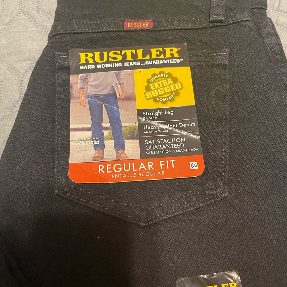 Rustler Men's Regular Fit Straight Jeans in Black